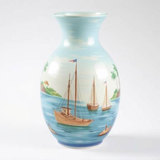 Hand-painted ceramic vase with Charleston harbor scene