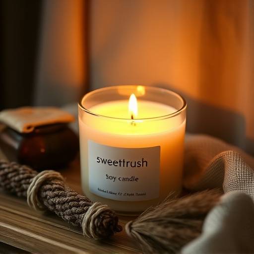 Hand-poured soy candle with a sweetgrass scent