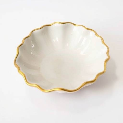 Oyster shell trinket dish handmade from ceramic with gold trim