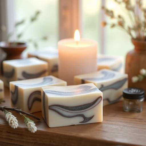 Photograph of handcrafted candles and soaps with natural scents and ingredients