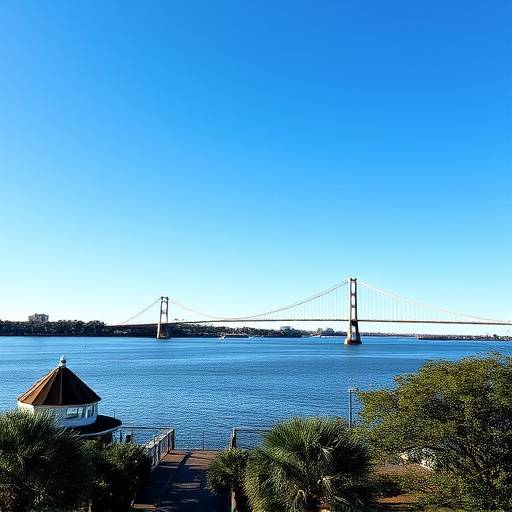 Photograph of Mount Pleasant waterfront park with the Ravenel Bridge in the background