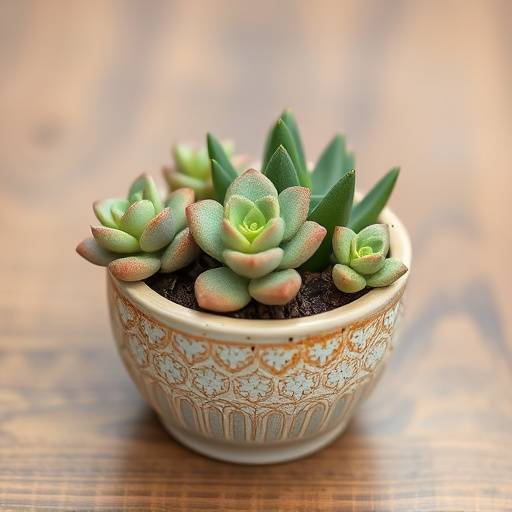 Small ceramic planter with a drainage hole for succulents